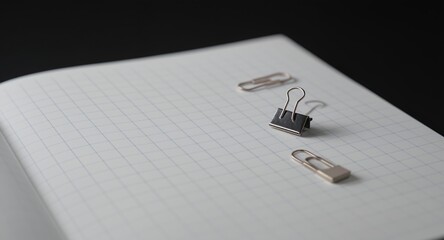 Stationery Items on Grid Paper Background