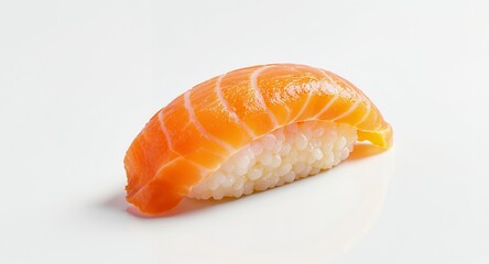Sushi with Salmon, Isolated on White Background Perfect for Food Photography, Japanese Cuisine, Culinary Concepts, Fresh, and Gourmet Dishes.