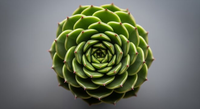 Succulent Plant, Top View, Green Rosette, Nature Photography, Macro, Minimalist, Close-Up - Powered by Adobe