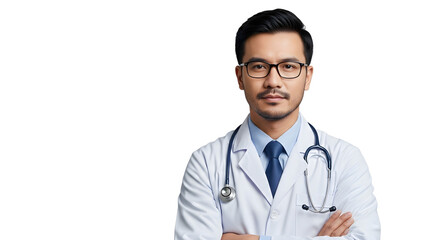 Fototapeta premium Portrait of Asian Male Doctor with Stethoscope