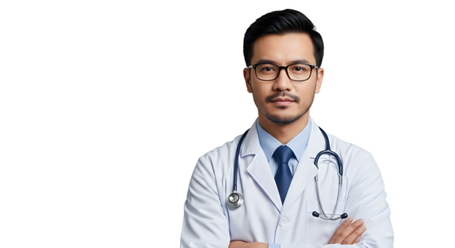 Portrait of Asian Male Doctor with Stethoscope - Powered by Adobe