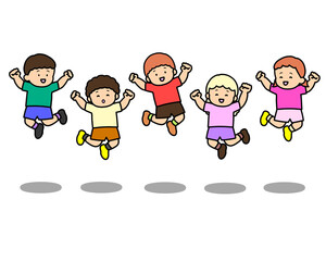 大勢の子供たち　ジャンプセット男女５人