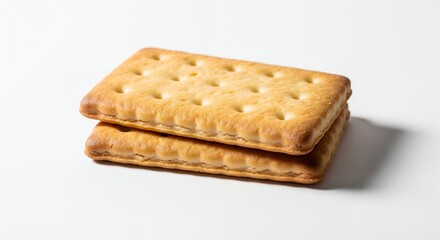 Two Delicious Crackers on a White Background
