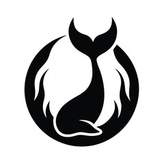 Black and white cat silhouette vector illustration, a cute domestic pet symbol drawing