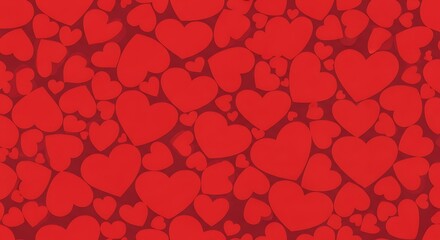 Red Hearts Pattern Background Romantic Love Celebration.