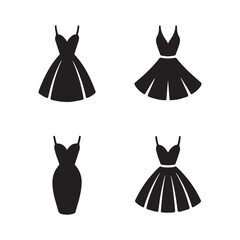 Cocktail Dress Variant Solid Outfit Icons Set