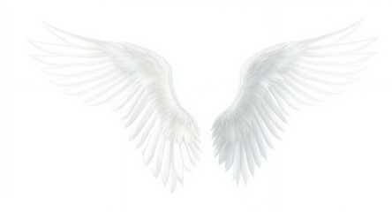 Obraz premium White Wings on White Background Symbol of Freedom and Grace