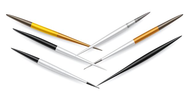 Assorted tipped writing instruments displayed against a white background