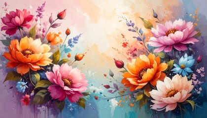 Vibrant floral bouquet illustration