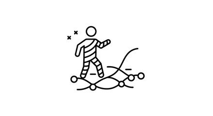 Fototapeta premium Abstract line art illustration of a person navigating a complex path