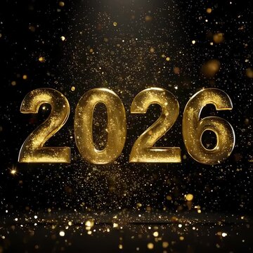 Exploding Golden Number 2026 New Year Animation. Creating a powerful and exciting visual for New Year's Eve introductions and announcements.