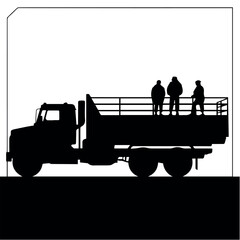 Silhouette truck vector art featuring people transport vehicle cargo lorry automobile illustration design 100