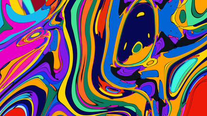 Colorful abstract psychedelic liquid and fluid background pattern