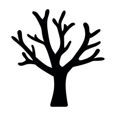 Obraz premium Silhouette of a bare deciduous tree with intricate branching patterns against a white background