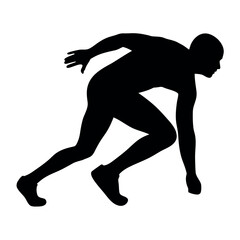 Silhouette of a sprinter in a starting position ready to race