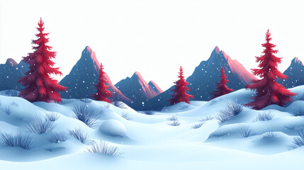 Snowy mountain landscape illustration
