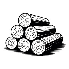 Pile of wood logs lumber timber firewood illustration vector graphic design for forestry industry use