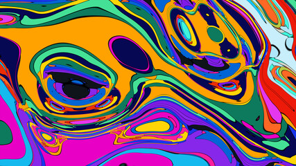 Colorful abstract psychedelic liquid and fluid background pattern