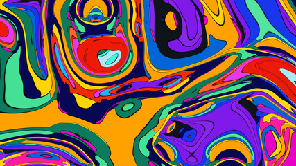 Colorful abstract psychedelic liquid and fluid background pattern