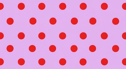 Red polka dots on a light purple background seamless pattern.