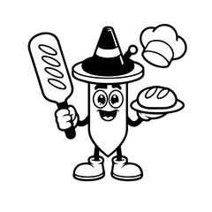Cartoon baker character with bread and chef hat vector illustration design for bakery shop 100
