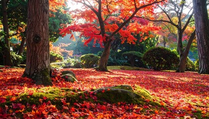 Autumn foliage in a Japanese garden