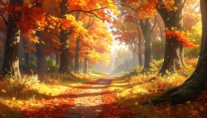 Autumn forest path bathed in sunlight (3)