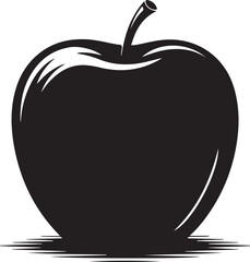 Thanksgiving Apple Silhouette Vector Black on White