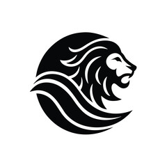 Black tribal lion head silhouette tattoo vector for logo design or animal symbol art