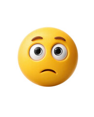 Fototapeta premium Worried yellow emoji face with big eyes and curved mouth on black background image