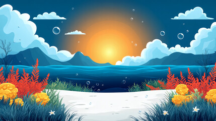 Submarine landscape illustration