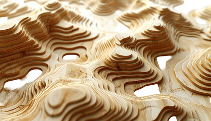 Layered wood, topographic relief