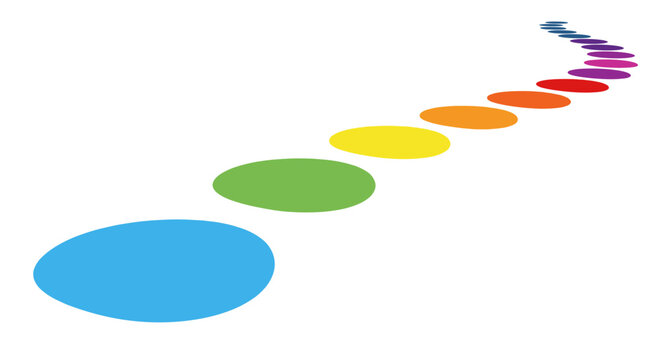 Vibrant Steps to Progress: A colorful pathway of stepping stones ascends, illustrating growth, and a journey toward progress, filled with potential and the vibrancy of life.