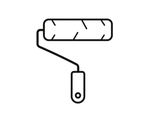 Simple line art icon of a paint roller
