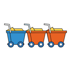 Carts are simple vehicles, often with wheels, used for carrying goods or people, pulled by hand, animals, or machines, common in markets and farms.
