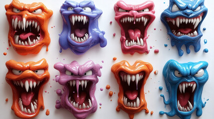 Cartoon monster faces collection