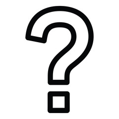 Simple bold outline question mark symbol representing inquiry confusion unknown mystery doubt and seeking information clearly defined graphic outline