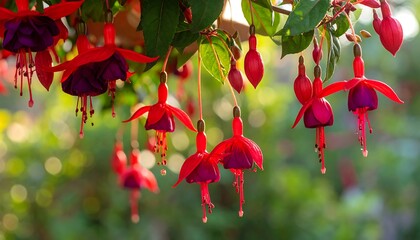 Vibrant fuchsia blossoms in sunlight