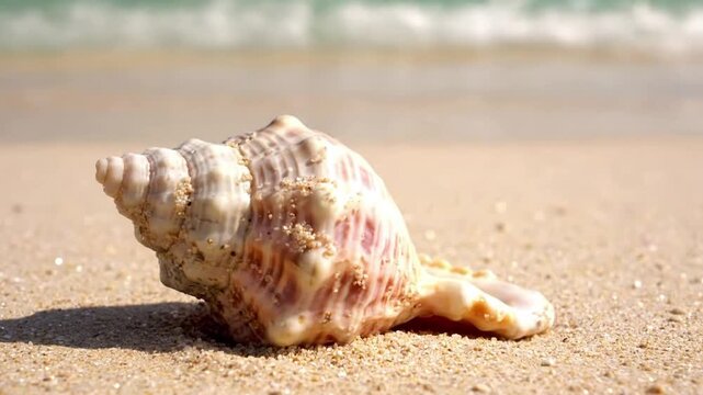 Seashell Macro Pristine Seashell on Natural Shoreline