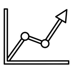 Simple line graph showing upward trend with arrow indicating growth and progress outline