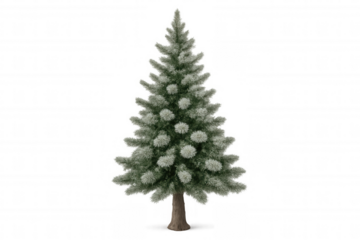 Christmas tree with snow on branches, preparing for holiday season, festive winter decoration