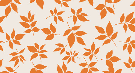 A delicate pattern of scattered orange leaves on a pale background.