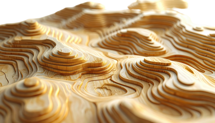 Layered wood terrain, sculpted relief