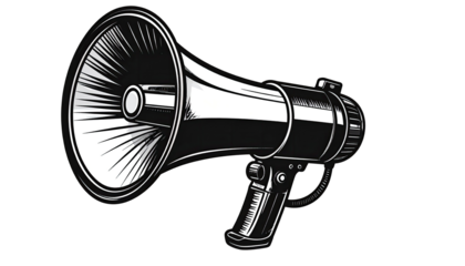 Vintage-style megaphone, black and white