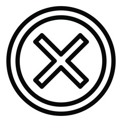 Obraz premium Bold circular 'x' mark symbol icon simple graphic element for rejection error incorrect wrong cancel close or delete actions outline