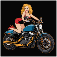 Retro Modern Biker Girl