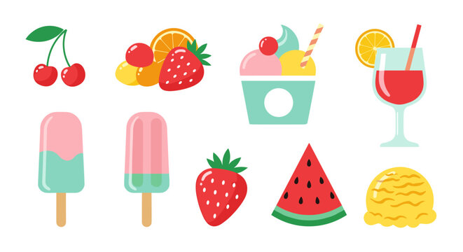 A refreshing collection of colorful summer treats and fruits perfect for a warm day.