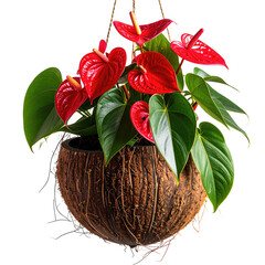 Hanging Anthurium in a Coconut Shell Pot