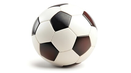 Fototapeta premium Classic Black and White Soccer Ball on White Background A Detailed Closeup Image