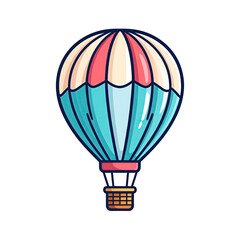 Cartoon hot air balloon, light teal, coral, cream